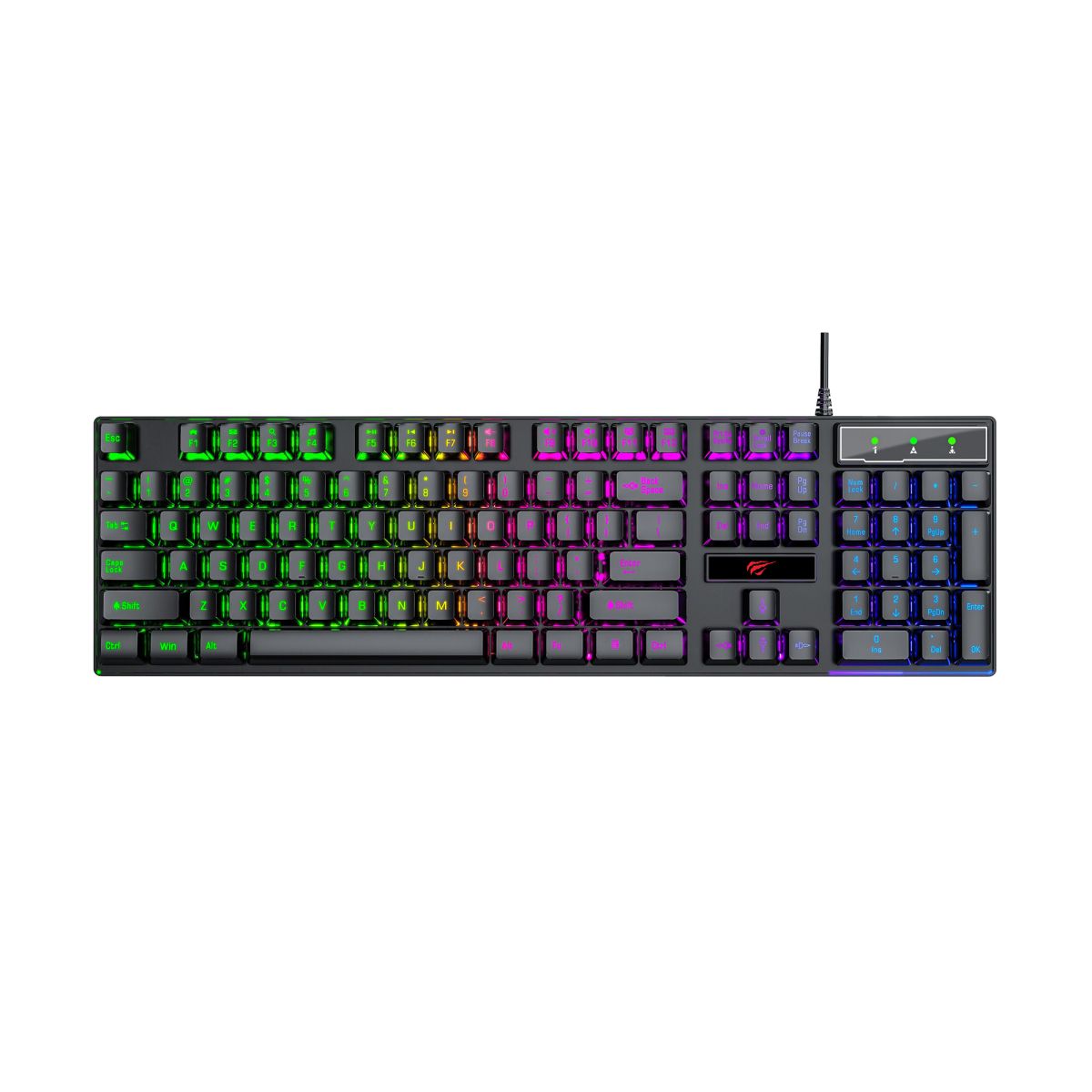 Мембранна ігрова клавіатура дротова HAVIT HV-KB101L RGB Black
