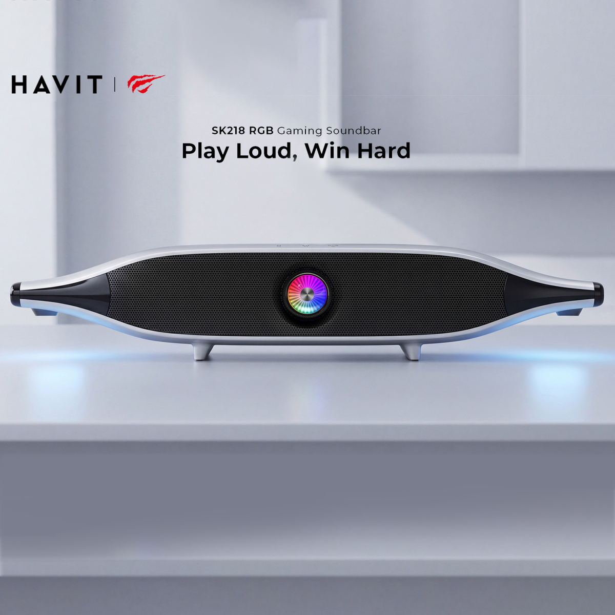 Ігрова колонка SOUNDBAR HAVIT SK218 20W USB+BT RGB White+Black