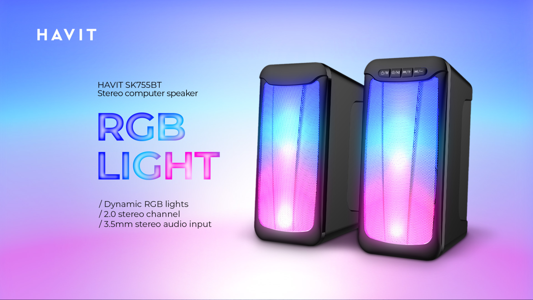 Акустична система 2.0 HAVIT HV-SK755BT USB 10W RGB Black