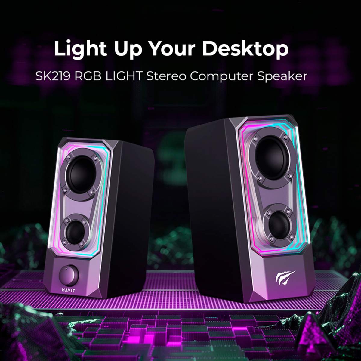 Стерео колонки ігрові HAVIT SK219 6W USB+BT RGB Black+Gray