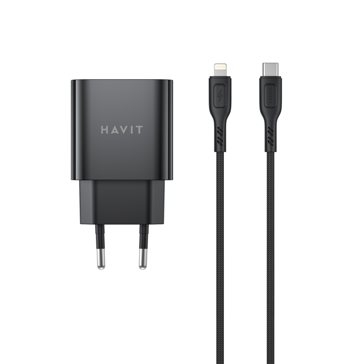 Зарядний пристрій HAVIT ST925 20W USB-A+USB-C з кабелем USB-C - Lightning Black