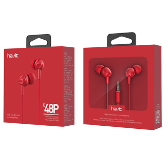 Вакуумні навушники з мікрофоном HAVIT HV-E48P Red