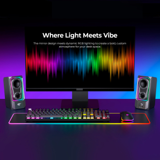Стерео колонки ігрові HAVIT SK219 6W USB+BT RGB Black+Gray