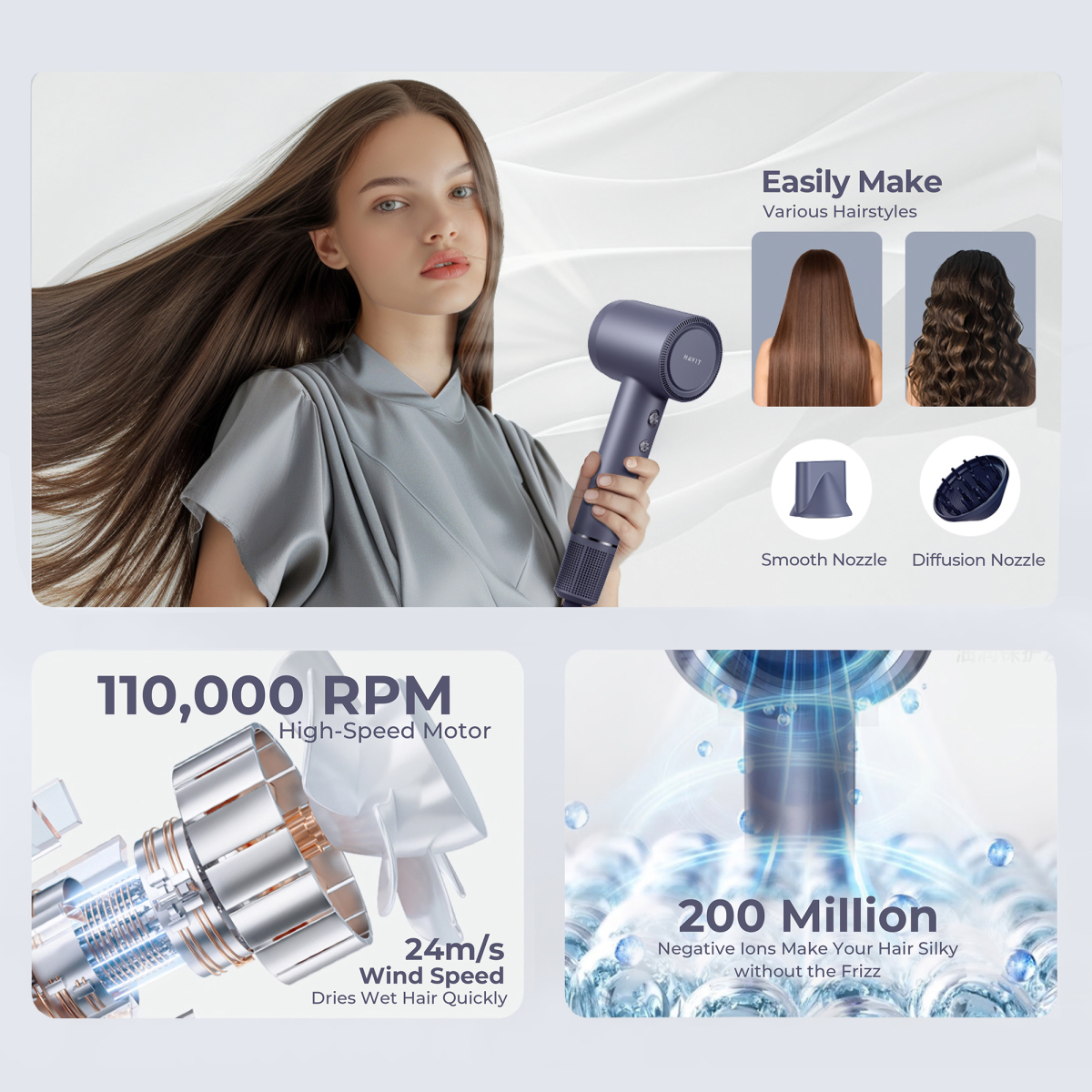 Фен HAVIT HD202 1600W Purple