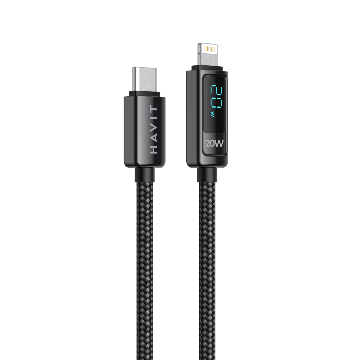 Кабель Type-C - Lightning HAVIT HV-CB6246 PD20W 1.2м з LED екраном
