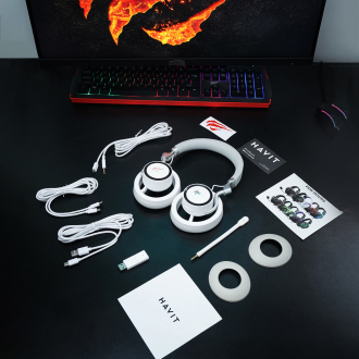 Бездротові ігрові навушники HAVIT Fuxi-H8 White + Gray