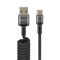 Кабель спіральний USB Type-C HAVIT HV-CB6252 2.4A 1.5м