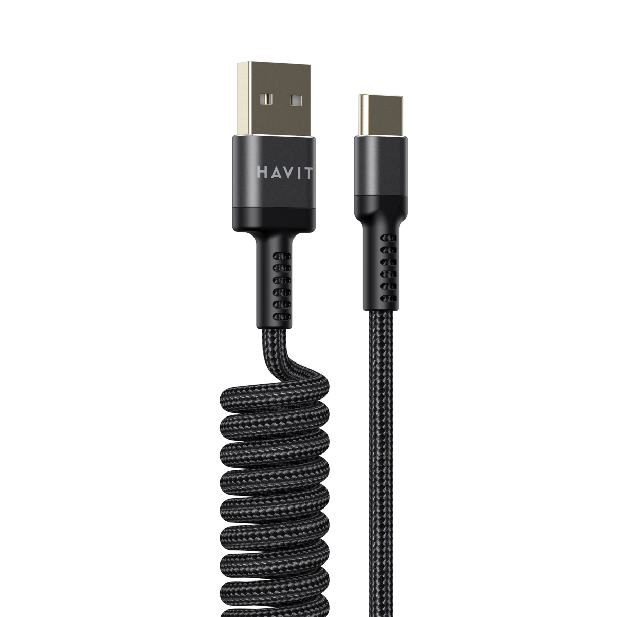 Кабель спіральний USB Type-C HAVIT HV-CB6252 2.4A 1.5м