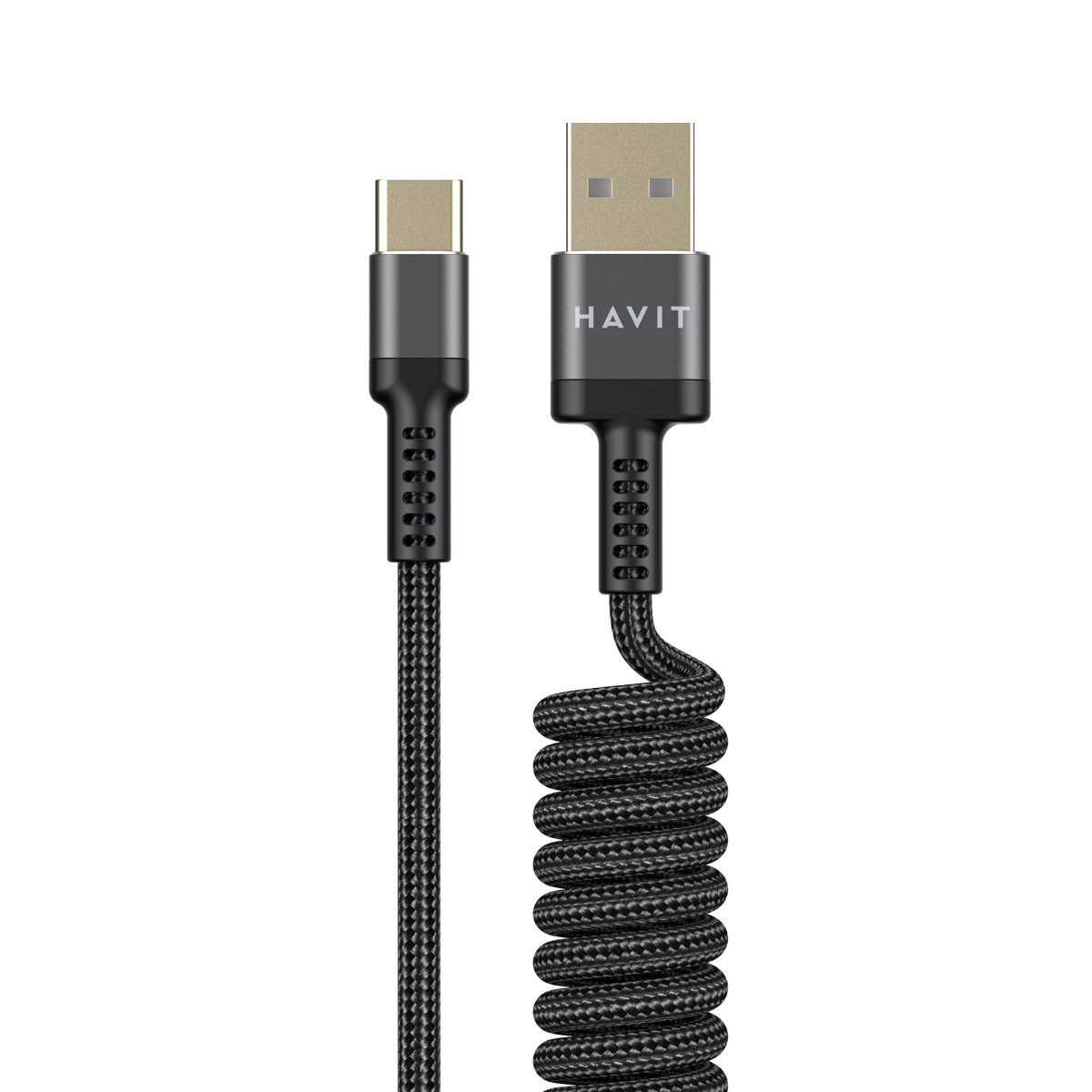Кабель спіральний USB Type-C HAVIT HV-CB6252 2.4A 1.5м