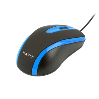 Дротова миша HAVIT HV-MS753 USB Black/Blue (1000 DPI, 3 кл)