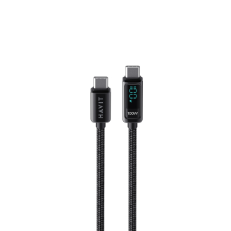 Кабель Type-C to Type-C HAVIT HV-CB6247 PD100W 5A 2м з LED екраном