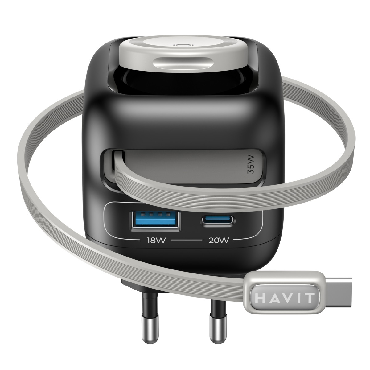 Зарядний пристрій HAVIT UC250 GaN 35W USB-A+USB-C +Кабель USB-C +Watch Charger