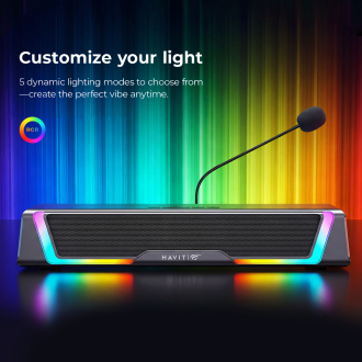 Ігрова колонка SOUNDBAR HAVIT SK221 6W USB+BT RGB Black+Gray
