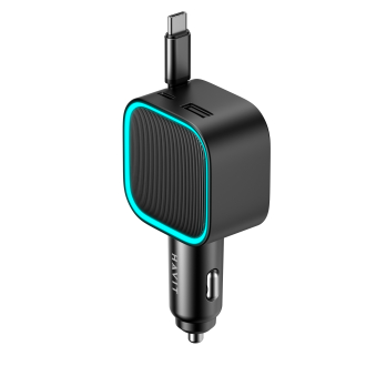 Автомобільний зарядний пристрій HAVIT CC2040 45W USB-A+USB-C +Кабель USB-C Black