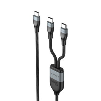 Кабель USB-C - USB-C + USB-C HAVIT HV-CB6325 PD100W 5A 1.2м