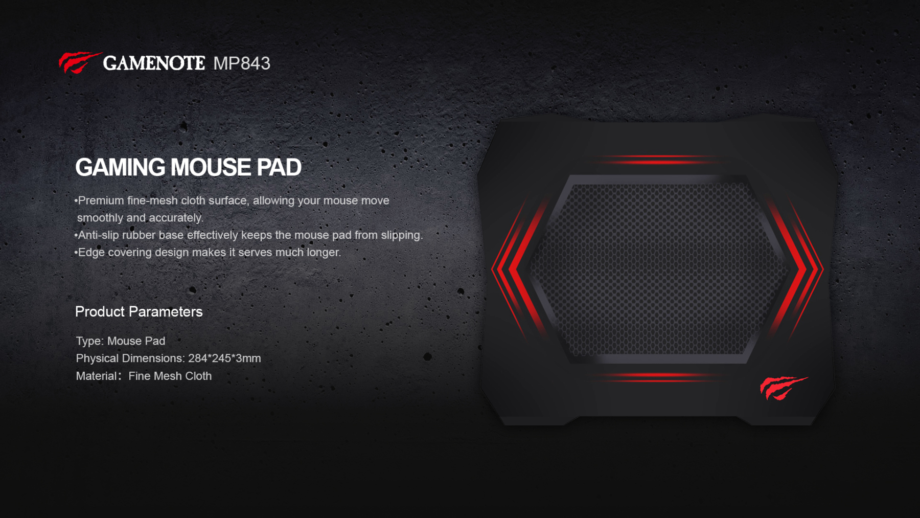 Килимок для миші HAVIT HV-MP843 Black 284*245*3мм