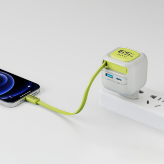 Зарядний пристрій HAVIT UC253 GaN 65W USB-A+USB-C +Кабель USB-C Gray/Green