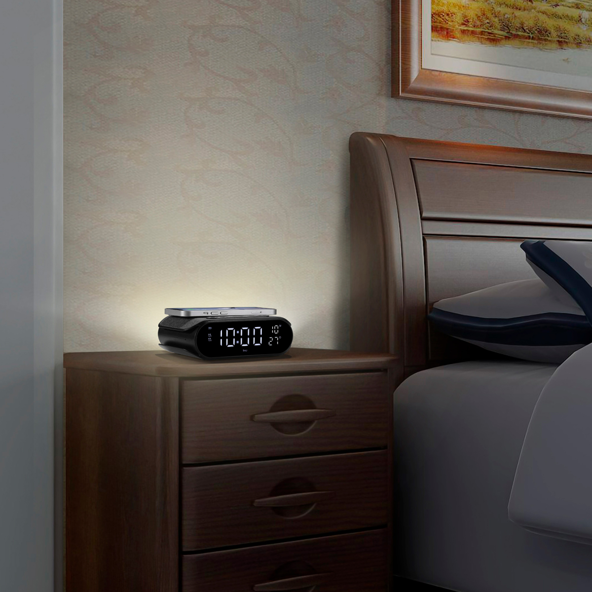 Бездротова зарядка з годинником HAVIT W3040 15W Black