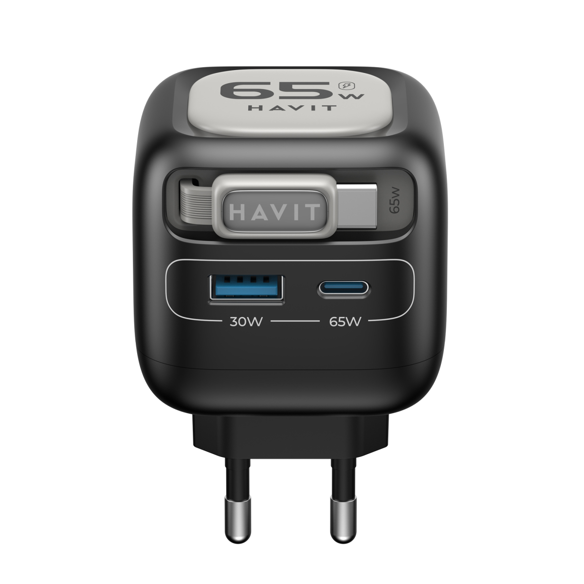 Зарядний пристрій HAVIT UC253 GaN 65W USB-A+USB-C +Кабель USB-C