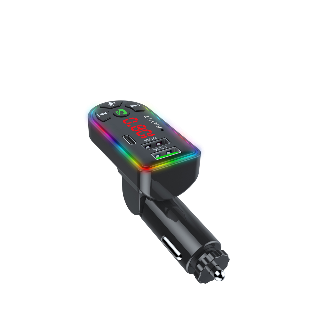 FM модулятор HAVIT HV-FM813BT 2USB+USB-C RGB Black