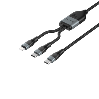 Кабель USB-C - USB-C + Lightning HAVIT HV-CB6326 PD100W 1.2м